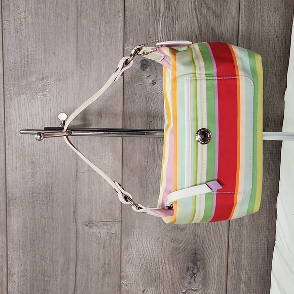 Vintage Y2K Coach Striped Multi-colored Small Demi Handbag - Picture 1 of 7